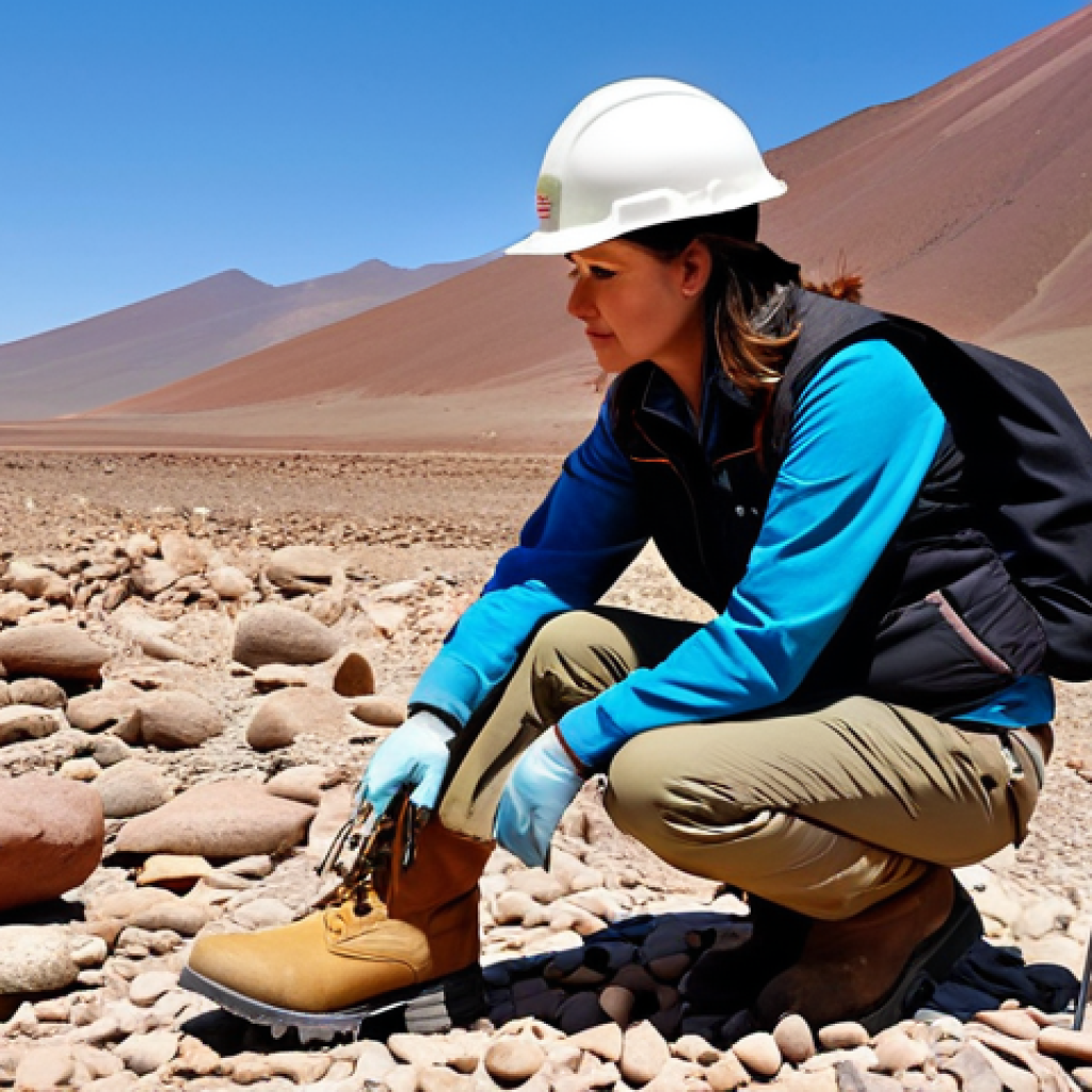 마인크래프트 광물 위치 분석 - ** A professional female geologist, fully clothed in appropriate field attire (khaki pants, sturdy ...