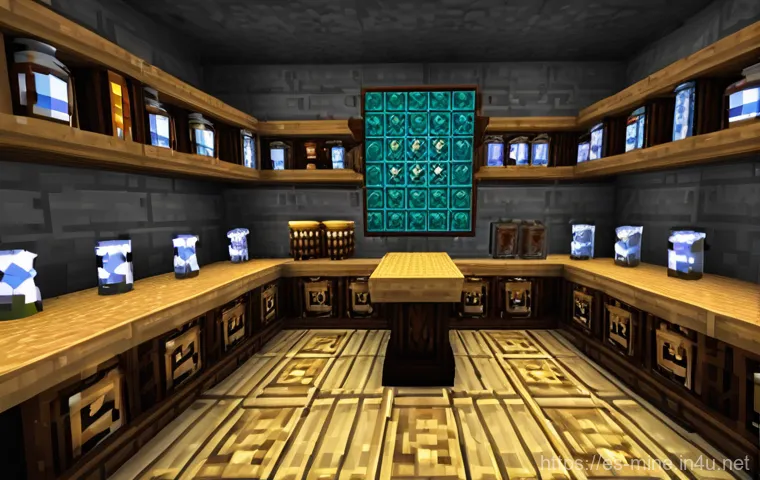 마인크래프트 포션 제작법 - **Prompt 1: The Alchemist's Organized Sanctum in Minecraft** "A wide-angle shot of a meticulousl...