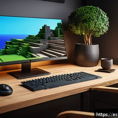 Home 31 마인크래프트 모드 설치 방법 - A detailed digital illustration of a cozy gaming setup in a modern Spanish home, featuring a desktop...