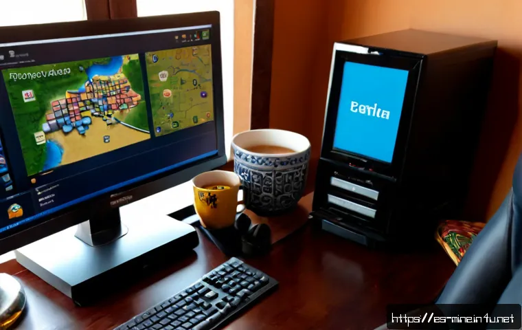 마인크래프트 NPC 활용 전략 - Photorealistic cozy gaming desk in a Spanish-speaking home, adult player planning strategy on a larg...